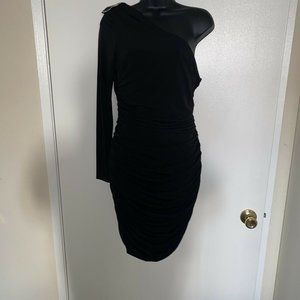 City Of Triangles Black One Shoulder Ruched Dress